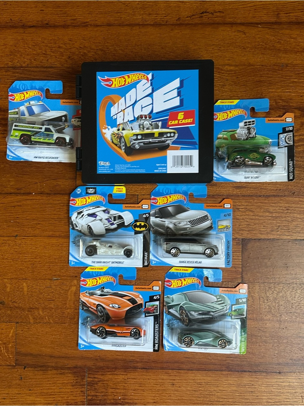 Hot Wheels 6 Car Case with 6 Hot wheel Cars Lot New